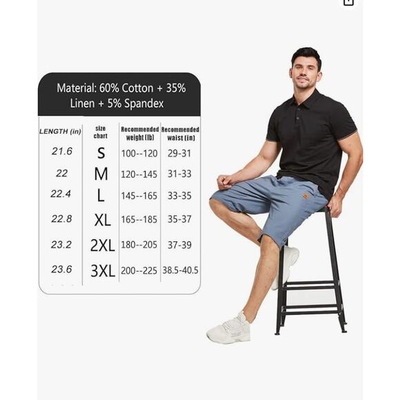 Mens Shorts Casual Classic Shorts Elastic Waistband Pockets Size Large - Picture 9 of 10